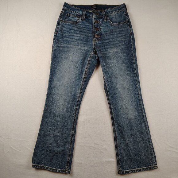 J.CREW Denim - J.Crew High-Rise Crop Flare Jeans Womens sz 27 Button Fly Re- Imagined